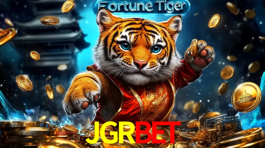 Imagem promocional do jogo de slot Fortune Tiger, com um tigre majestoso em traje tradicional cercado por uma fortuna em moedas de ouro, disponível agora no cassino JGRBET.