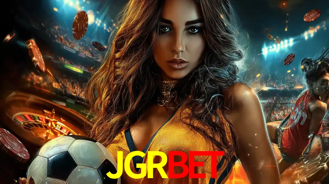 Mulher segurando uma bola de futebol em uma montagem que mistura a paixão esportiva com a emoção da roleta de cassino, tudo disponível na plataforma JGRBET.